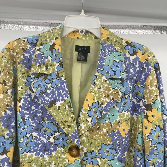 RQT Womens Floral Single Button Blazer Multicolor Size XL Pockets - Picture 2 of 8